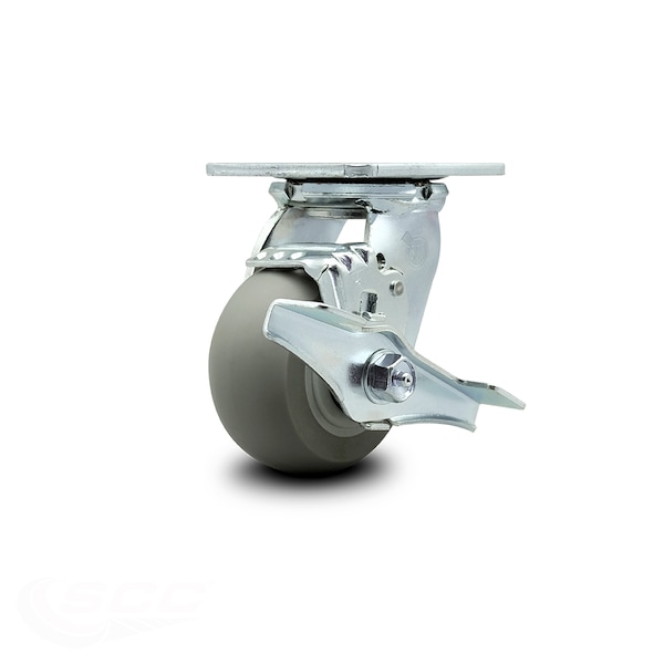 4 Inch Thermoplastic Rubber Swivel Caster with Ball Bearing and Brake SCC